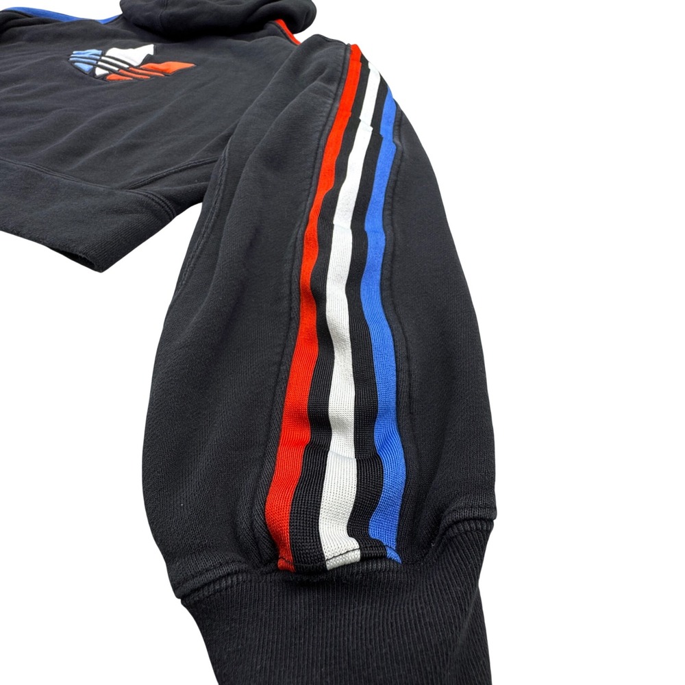Adidas Hoodie Women's Small Cropped Velvet Logo Red White Blue Black USA - Picture 5 of 11